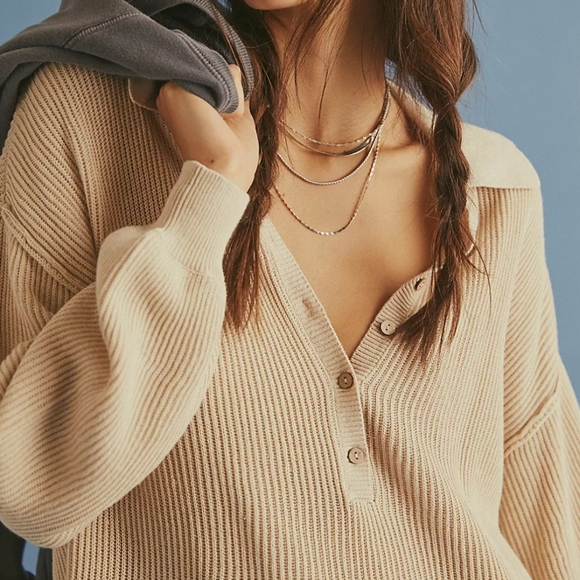 Free People Beach Picnic Sweater Mini Dress Oversized Size S Color: Natural - Picture 12 of 14